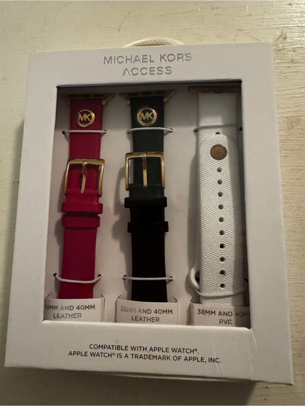New Michael Kors Women’s Interchangeable Watch Strap Set - Pink,Black&WhiteApple